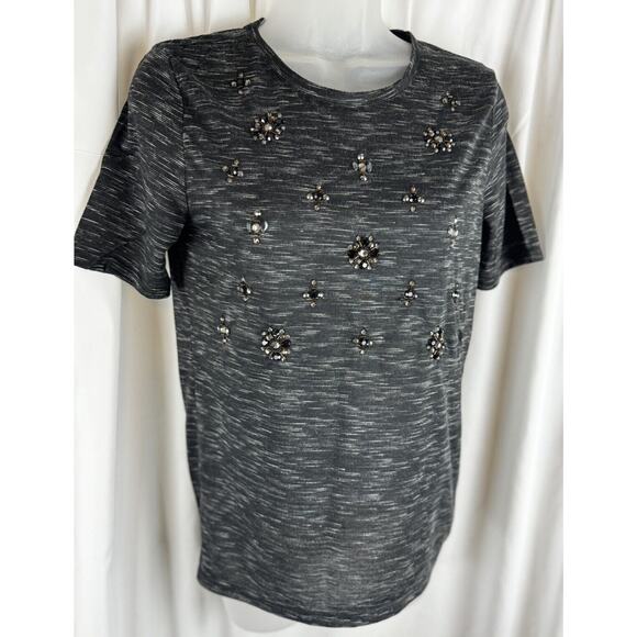 Ann Taylor LOFT Jewel Embellished T-Shirt, Short Sleeves, Heather, Sz: XS, 56-12 - Picture 15 of 16
